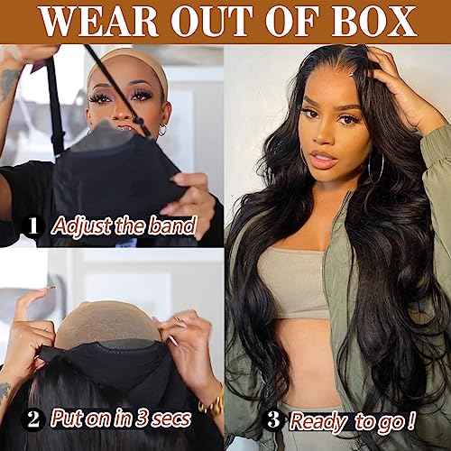 Put on Glueless Wigs Human Hair Pre Plucked Pre Cut 6x4 DH Lace Easy Put on Wig Body Wave no Glue Lace Wigs Human Hair for Beginners