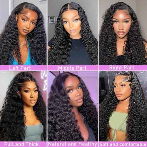 soHygge 13x6 HD Deep Wave Lace Front Wigs Human Hair Pre Plucked 200% Density Deep Curly Gluless Wigs Human Hair Lace Frontal Wigs with Baby Hair Natural Hairline 22 Inch