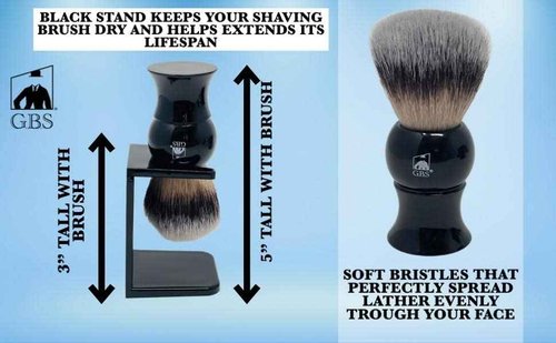 G.B.S Shaving Brush with All Natural Shave Soap, Shave Brush Stand and Ceramic Shaving Mug Kit