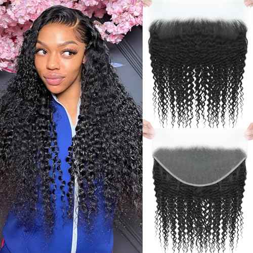 13x6 Lace Frontal Deep Wave Regular HD Lace 22 Inch 200% Density 100% Brazilian Virgin Human Hair Frontal Free Part Natural Black Color