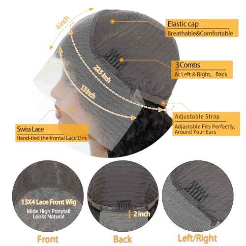 28 Inch Body Wave Lace Front Wigs Human Hair 13x4 HD Transparent Lace Frontal Wigs Human Hair for Women Brazilian Virgin 180 Density Glueless Wigs Human Hair Pre Plucked with Baby Hair Natural Black