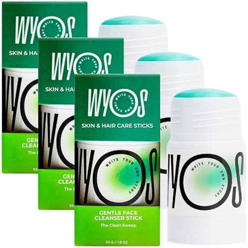 WYOS Face Cleanser Stick 3 Pack, Travel Friendly No Leaks, Vegan, Cruelty Free, Sulfate Free, Paraben Free, Safe For Sensitive Skin, Hydrating Glycerin Enriched Facial Wash