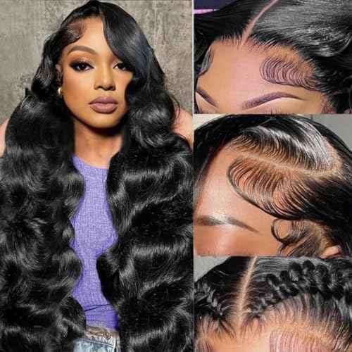 32 Inch 13x6 Body Wave Lace Front Wigs Human Hair Pre Plucked 200% Density HD Transparent Lace Frontal Wigs Human Hair With Baby Hair Natural for Women