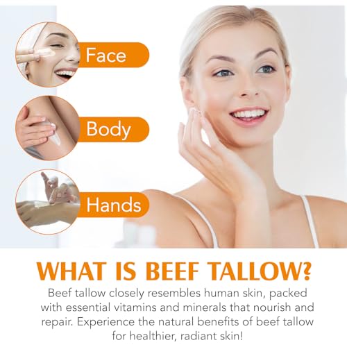 Beef Tallow for Skin, Tallow and Honey Cream Natural Tallow Face Moisturizer,Hydrating Beef Tallow Balm Deeply Moisturizing for Face & Body Skin Care