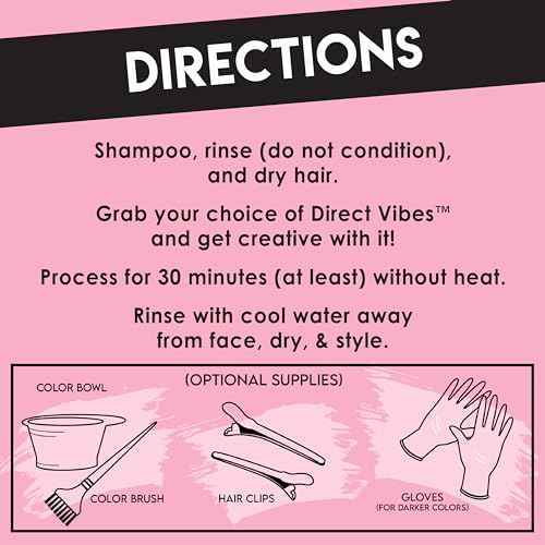 Color Lux Direct Vibes Semi-Permanent Hair Color, Magenta, Vibrant & Long-Lasting Shade, Ammonia-Free, Vegan, Sulfate-Free, Paraben-Free, 8 fl oz