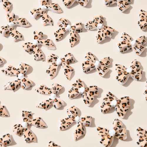 36Pcs Leopard Print Bow Nail Art Charms - Acrylic Rhinestone - Bow Shape - Nail Art Rhinestones