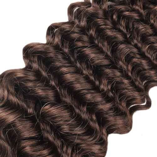 Color 4 Human Hair Bundles Chocolate Brown 22 24 26 Inch Chocolate Brown 4# Deep Wave Bundles Human Hair Extension 12A Unprocessed Soft Sewn In for Black Women with Double Weft