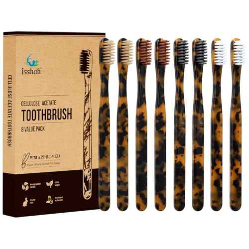 Biodegradable Eco-Friendly Cellulose Acetate Toothbrushes - 8 Count
