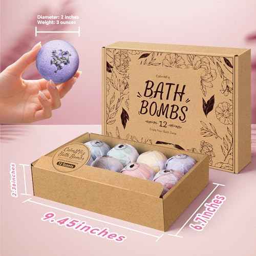 Bath Bombs for Women, 12 PCS Bath Set, Natural Bubble Bathbombs with Shea Butter, Dry Skin Moisturizing, Present for Christmas, Birthday, Valentine¡¯s Day for Mom, Wife, Her, Girls