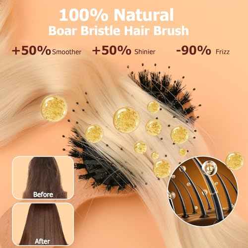 Travel Hair Brush, 3-Pack Mini Boar Bristle Hair Brush for Women - Small Portable Compact HairBrush for Girls Kids Women Best Gift, Travel Size for Purse, Vacation, Business Trips & Outings