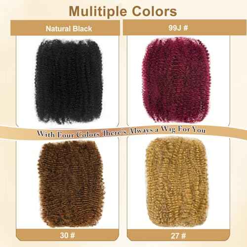 Afro Kinkys Bulk Human Hair 20 Inch Afro Kinky-curly Human Hair Bulk for Twist Dreadlock Extensions Repair Locs and Braids 1Bundle (Natural Black, 20inch)