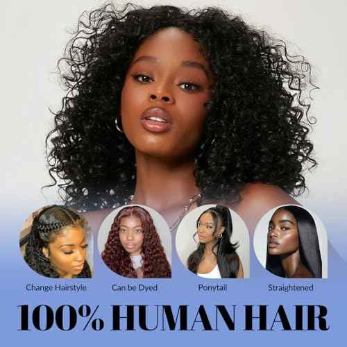 WORLDSTAR Natural Wave Human Hair Wigs for Black Women Lace Front Wig Brown 14 Inch 100% Unprocessed Human Hair 13x4 Free-Style Parting Hand-Tied Deep Lace (wig#N-532)