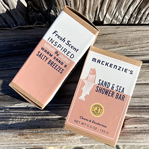 MACKENZIE'S Sand & Sea Shower Bar 5.5 oz - Gifts for Fisherman, Cooks & Gardeners, Beach Life, Ocean Lovers, Moisturizing Cold Process Bar Soap