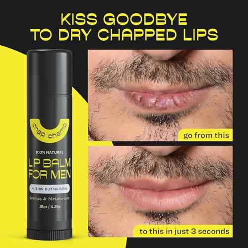 Lip Balm for Men - All Natural Chapstick - Great Stocking Stuffer - Vitamin E and Beeswax - Chapstick for Men - Peppermint, Coconut & Vanilla Lip Balm - Made in the USA (6 pack)