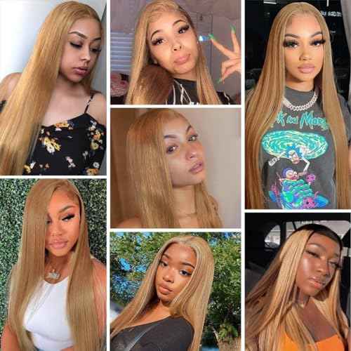 Honey Blonde Bundles Color 27 Straight Human Hair Bundles Blonde Human Hair Brazilian Remy Mixed Length Double Weft Straight Hair 28 30 32 inch