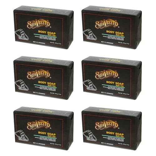 Suavecito Body & Hand Soap Bars Moisturizing With Masculine Tiki Rum Fragrance 6 oz 6 Pack