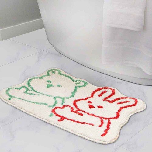 Dailylike Bath Rug, 24x17in Thick Extra Soft Plush Absorbent Durable Rubber Backing Non Slip Bathroom Rugs, Bath mat Machine Washable, Bathroom Rug for Bathtub, Bath, and Shower Floor - My Buddy