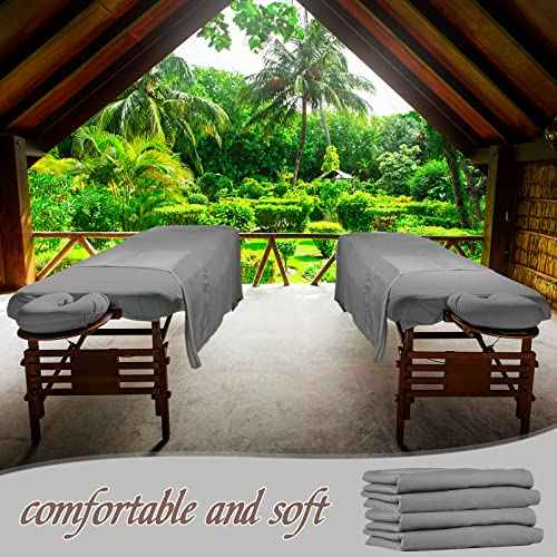 Oudain 8 Sets Soft Microfiber Massage Table Sheets Set 3 Piece Set Includes Massage Table Cover Fitted Sheet and Face Rest Cover(Gray)