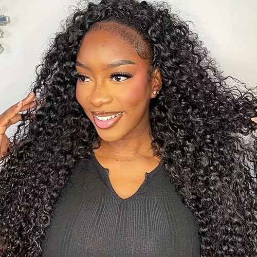 JYZ Half Wig Human Hair 300% Density 3 In 1 Seamless Flip Over Half Wig Invisible Hairline Glueless Wear and Go Beginner Friendly Curly Human Hair Wigs for Women 22 Inch