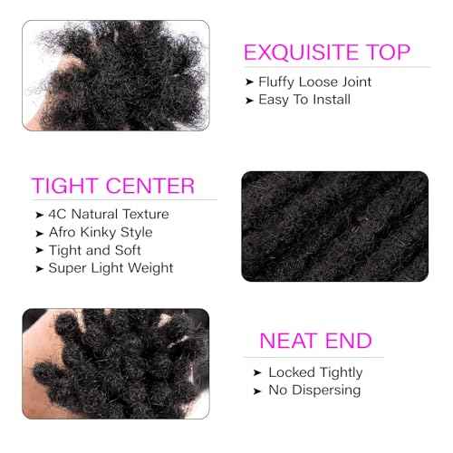 0.4 cm Width 8 Inch 100 Strands Human Hair Loc Extensions, Natural Black 100% Full Handmade Permanent Real Human Hair Dreadlock Extensions for Women/Men/Kids Can Be Dyed Bleached Curled Twisted