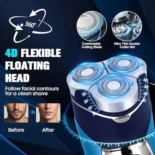 Electric Razor for Men,Men¡¯s Electric Shavers Rotary,LED Display 100% Waterproof Cordless Razor