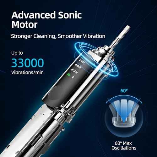 SYNHOPE Oscillating Sonic Electric Toothbrush for Adults, Rechargeable Battery & Fast Charge [Unique 60¡Æ Swing Amplitude] 3 Brush Heads with Pounch, IPX7 Waterproof & Teeth Whitening Cleaning