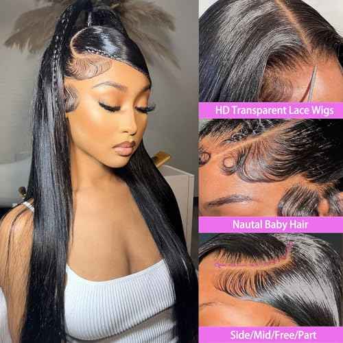 26inch 13x6 Human Hair Lace Front Wigs for Women Straight Hd Lace Front Wigs Human Hair 100 Percent Human Hair Wig Glueless Wigs Natural Color