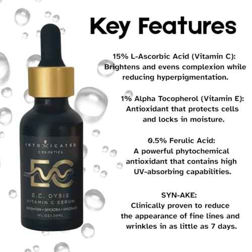 Intoxicated Cosmetics E.C. Dysis Serum 30ml - Anti-Aging & Brightening Vitamin C and E Serum for All Skin Types