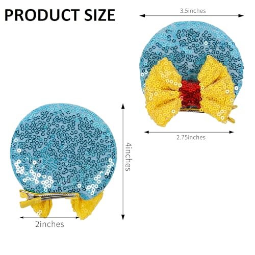 Tobeffect Mouse Ears Hair Bows Clips Glitter Mice Ears Pack Cute Hair Bow Hair Accessories for Women Costume Birthday Party Favor Vacation Halloween Christmas Decoration
