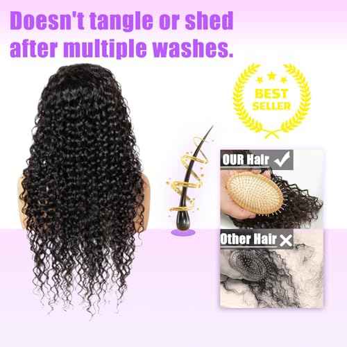 Deep Wave 13x6 HD Transparent Lace Front Wigs Human Hair 200% Density Deep Curly Lace Frontal Wigs Human Hair Pre Plucked With Baby Hair Brazilian Glueless Human Hair 24 inch
