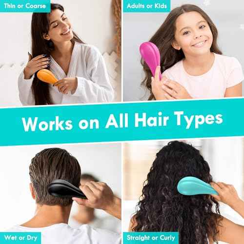 2 Pack Detangling Hair Brush - Detangler Hairbrush with Ultra Soft Bristles for Effortless Tangle Removal - For Dry Wet Damaged Curly Hair for Men Women Girls Boys Kids - Black & Green