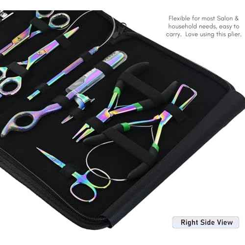 My Hair Tools Professional Hair Extension Tools Kit Includes Micro Link Beads Remover & Crimp Pliers Set, Hair Cutting & Styling Scissors Set, Hair Parting Tool, Hair Extensions Loop Tool (Rainbow)