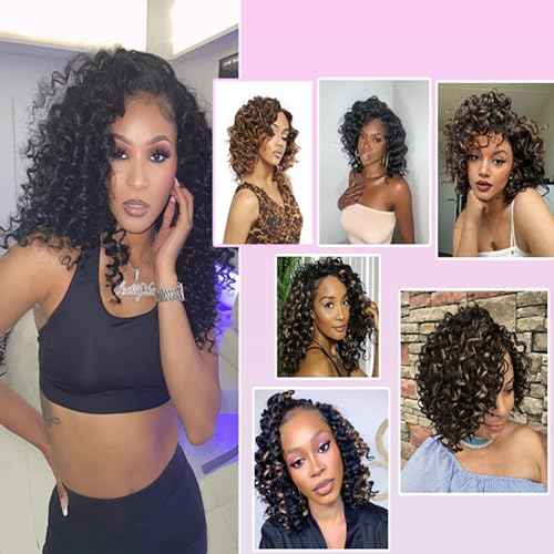 18 Inch Ocean Wave Crochet Hair 8 Packs - Synthetic Pre-Looped Deep Wavy Curly Braiding Hair for Black Women, Boho Style Hair Extensions (18inch,P1B/27-8 Packs)