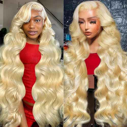 613 Lace Front Wig Blonde Human Hair Wigs for Women 28 Inch 13x4 Body Wave 200% Density HD Transparent Lace Frontal Colored Wigs Pre Plucked with Baby Hair