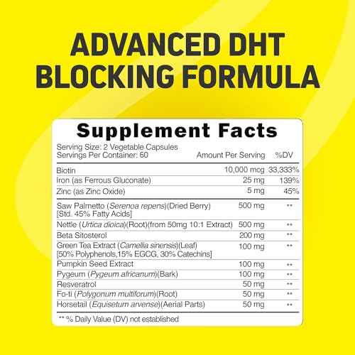 Hair Growth Vitamins for Women & Men | DHT Blocker with Saw Palmetto & 10000mcg Biotin, Foli Tonic Hair Growth Supplement ? Supports Fuller, Thicker Hair Appearance, Non-GMO, 120 Vegan Capsules