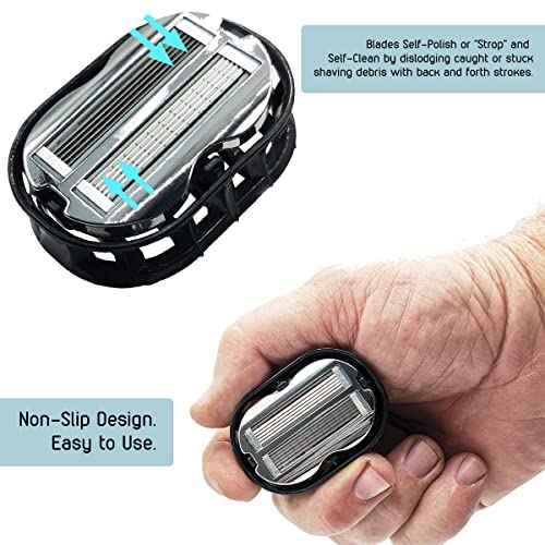 Deluxe Omnishaver Kit - The Fastest Way to Shave Head, Legs, Arms, Body | An Alternative to Disposable Shaving Razors Self Cleans & Strops During Use with Shave Butter & Replacement Cartridges - Black