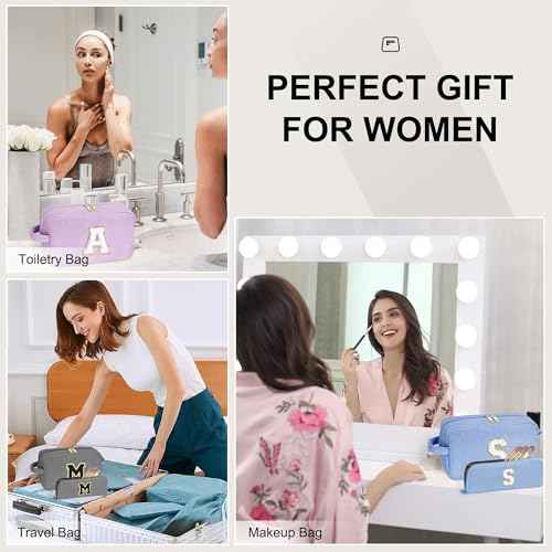 YOOLIFE Initial Travel Makeup Bag Cosmetic Bag - Teen Girl Gifts Trendy Stuff Friend Birthday Gifts for Women Teen Girl Kids