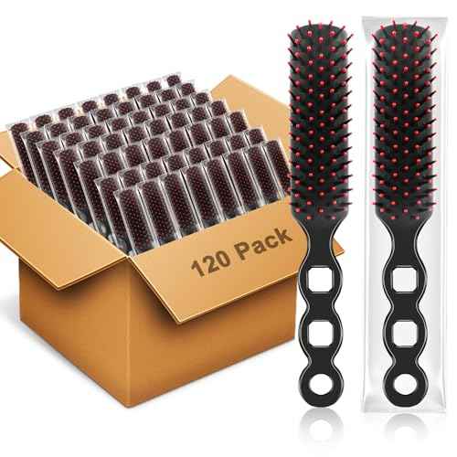 120 Pack Hair Brushes Bulk for Women, Homeless Supplies Bulk, Travel Detangling Disposable Hair Brush Set, Individually Wrapped Hairbrushes Supplies for Hotel Charity Shelter Church (Black)