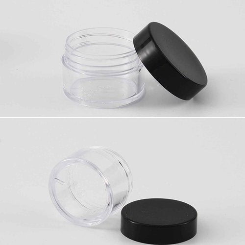 12 Pcs Refillable Black Plastic Round Cosmetic Containers, BPA Free, 15ml/0.5oz, With Lids