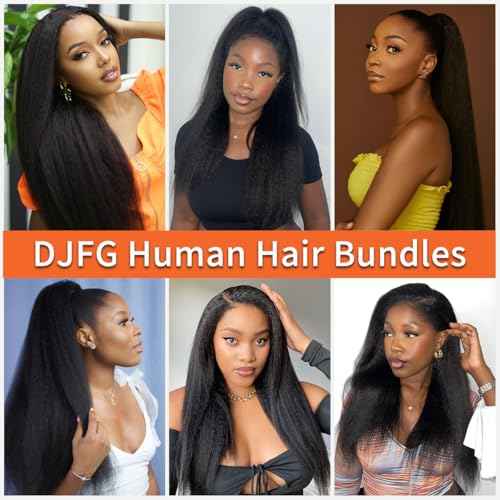 Yaki Straight Bundles Kinky Straight Human Hair 12A 100% Unprocessed Brazilian Virgin Hair for Black Women - Natural Black Hair Extension 14 16 18 Inch