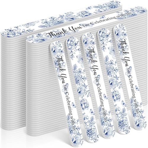 Lasnten 50 Pcs Wedding Bridal Shower Party Favors Chinoiserie Floral Nail Files Bulk Thank You for Celebrating with Us Double Sided Emery Boards for Guests Bridesmaid Bachelorette Baby Shower Party