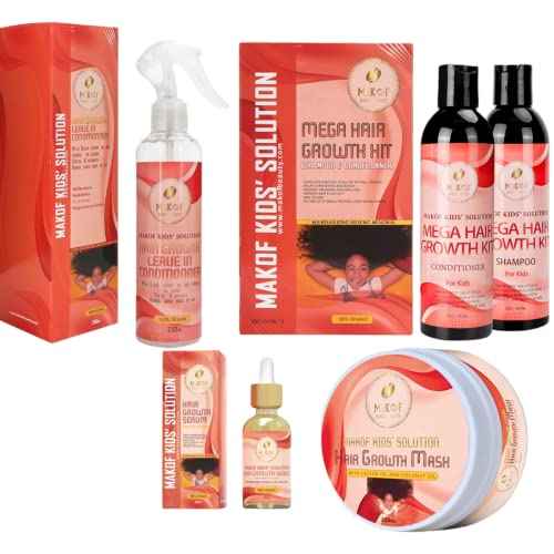 Kid¡¯s Hair Growth Set. Shampoo & Conditioner with black castor oil, Wheat Protein, Argan, Jojoba, Aloe Vera, , Mask Treatment and Leave-in, Sulfate Paraben Free, No harsh chemicals.