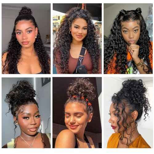 Deep Wave 360 Lace Front Wigs Human Hair Full Lace Glueless Wigs For Black Women 360 Drawstring Wig Human Hair Pre Plucked With Natural Hairline 360 Deep Curly Wig Full Lace (20 Inch)