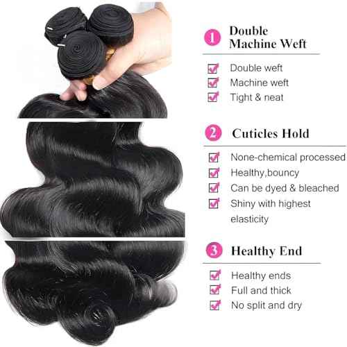 Augfst Brazilian Virgin Human Hair Bundles 26 28 30 Inch Body Wave Bundles Human Hair Natural Color Inch 12A Unprocessed Sewn In Quick Weave for Black Women