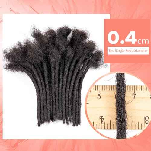 Teresa 8 Inch 0.4cm Width Loc Extension Human Hair Natural Black 60 Strands Full Hand-made Permanent Locs Extensions Can Be Dyed and Bleached for Men/Women/Kids Real Dreadlock Extensions Human Hair
