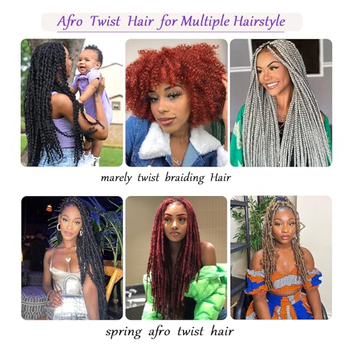 Marley Twist Braiding Hair 12 Inch Kinky Twist Hair 8 Packs Short Springy Afro Twist Hair Spring Twist Hair Marley Hair Wrapping Hair for Soft Locs Cuban Twist Hair for Pre-fluffed (12inch 1B)