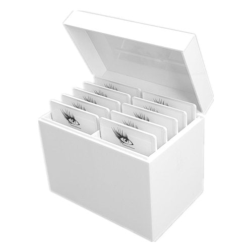 LIXIMMAZN 10 Layers Acrylic Eyelash Storage Box,Eyelash Holder Extension Tool,Makeup Organizer False Eyelashes Glue Pallet Holder, Grafting Eye lashes Close-Packed Display with 10 Pallets (White)