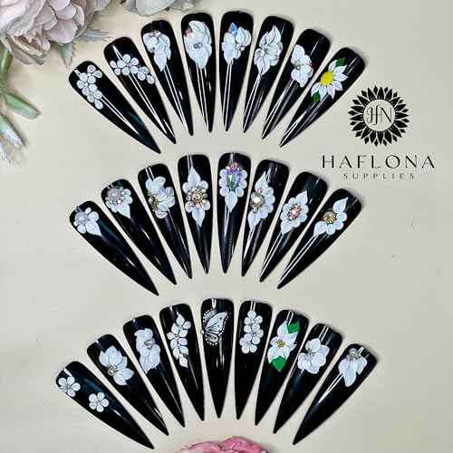 Set 100Pcs Handmade 3D Acrylic Flowers For Nails Art Decor Set, White 3D Flowers For Nails, Acrylic Flower Nail Art Diverse Collection in One Box for Nail Designs For Women (White 100PCs)
