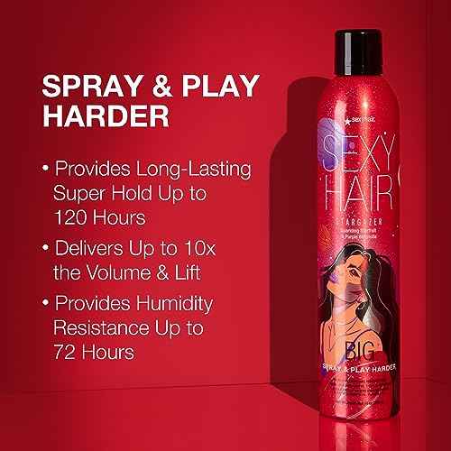 SexyHair Big Spray & Play Harder Firm Volumizing Hairspray | All Day Hold and Shine | Up to 72 Hour Humidity Resistance