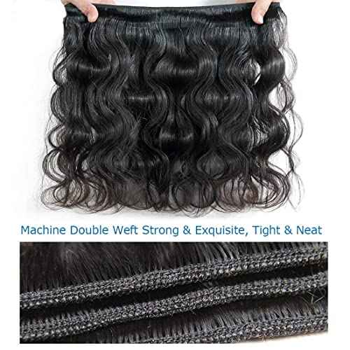 Aomllute Body Wave Bundles Human Hair 12A Grade Brazilian Human Hair Bundles Body Wave One Bundle Only 100% Unprocessed Weave Bundles Human Hair Natural Black (32 Inch)